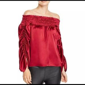Parker Silk Ruched Sleeve Blouse